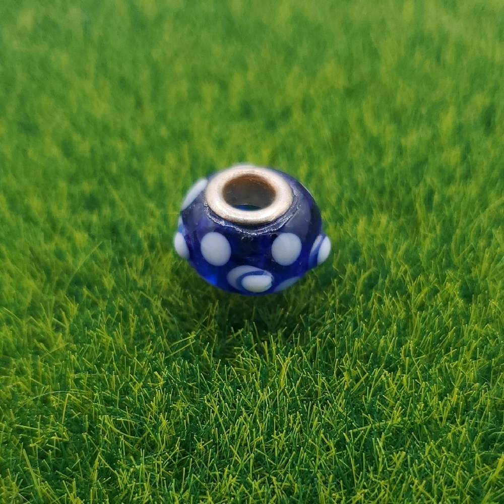 Blue Swirl Dot Charm P317